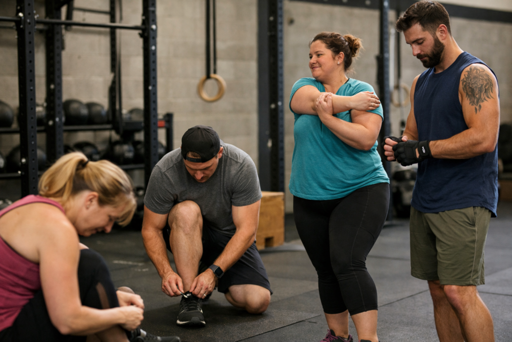 HYROX gear beginner training in a public gym