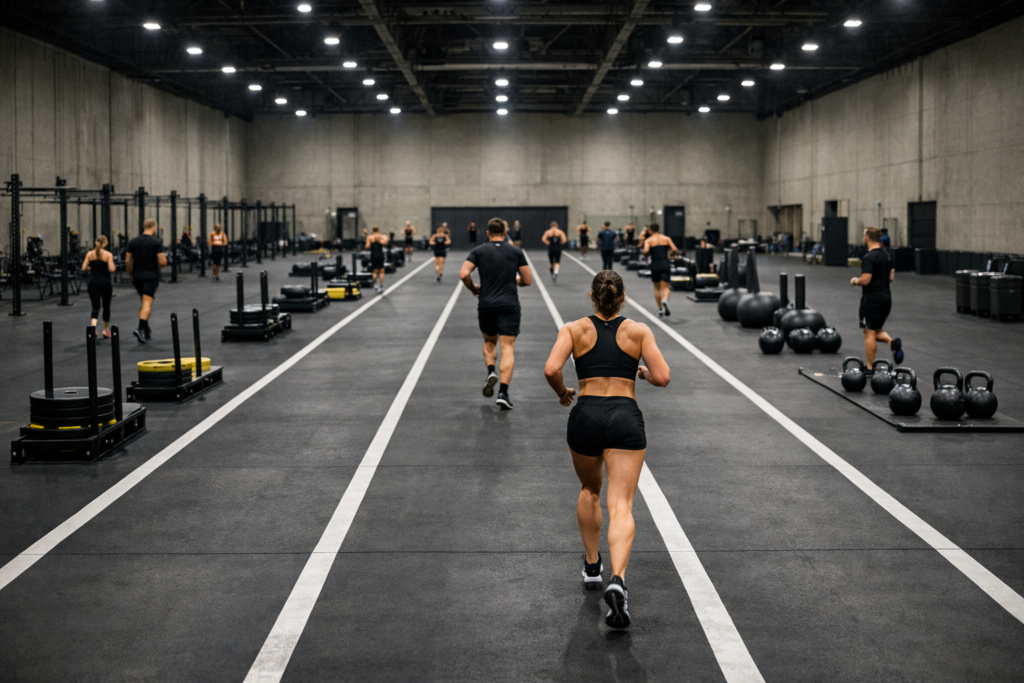 Hyrox events United Kingdom standardized indoor fitness race format