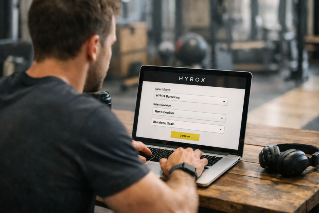 HYROX events Spain online registration process on official HYROX website
