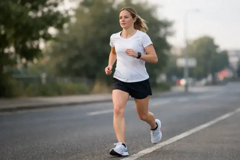 HYROX events guide preparation: athlete training indoors for running endurance and HYROX stations before race day.