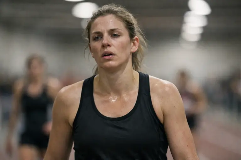 Athlete experiencing mental fatigue during his first HYROX race