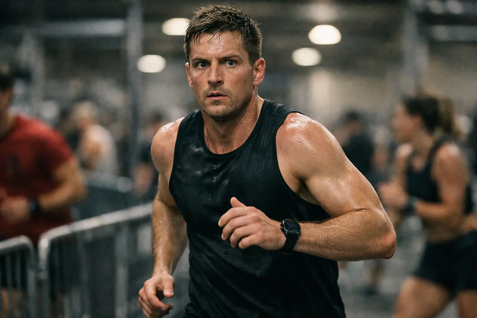 HYROX athlete realizing a pacing mistake during his first race