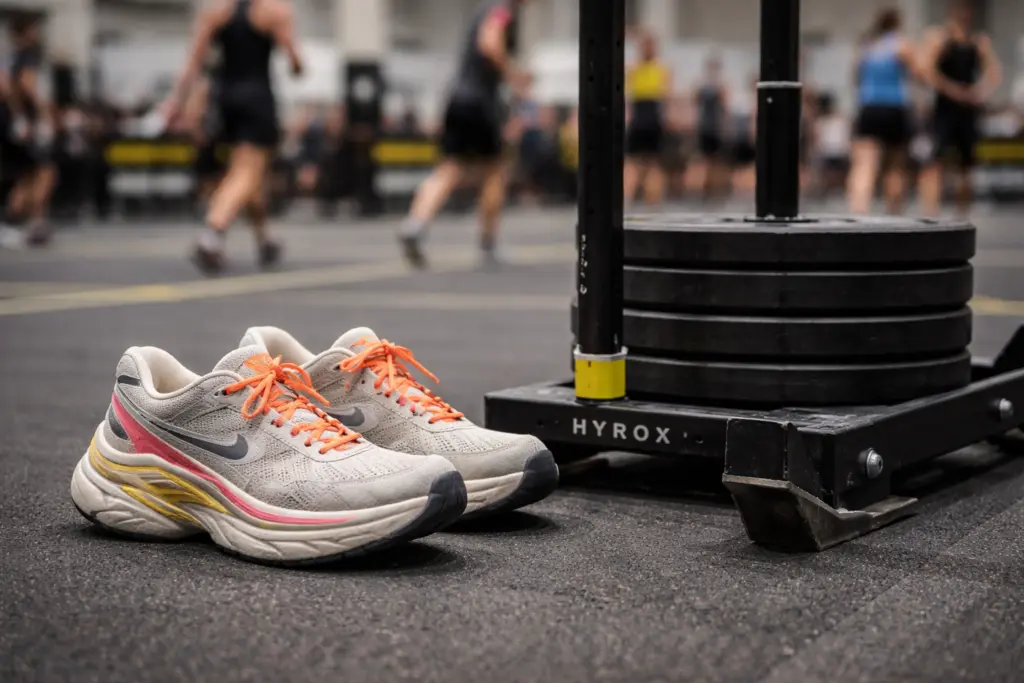 Running shoes that are poorly suited for HYROX strength and running demands