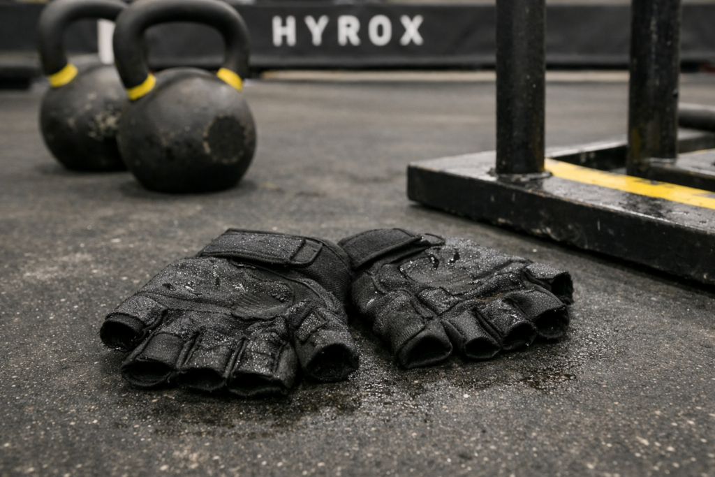 Gloves reducing grip efficiency during HYROX workout stations
