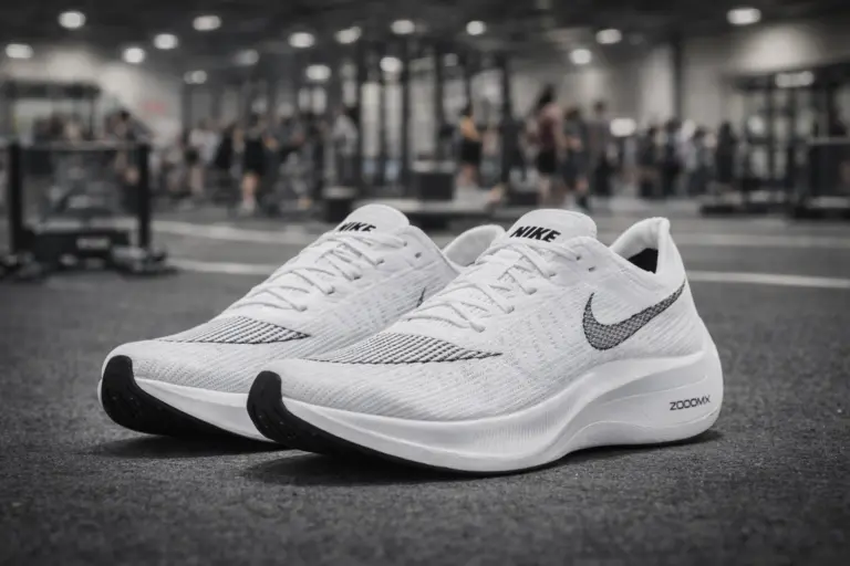 High-performance running shoe with strong grip used in HYROX sled push stations