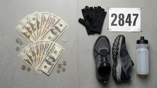 How much does HYROX really cost shown with US dollars next to running shoes grip gloves and a race bib