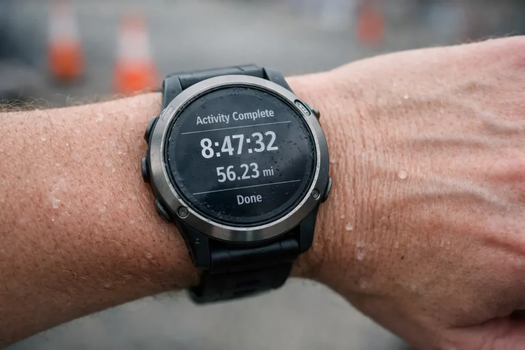 HYROX vs Ironman race duration GPS watch showing long endurance time