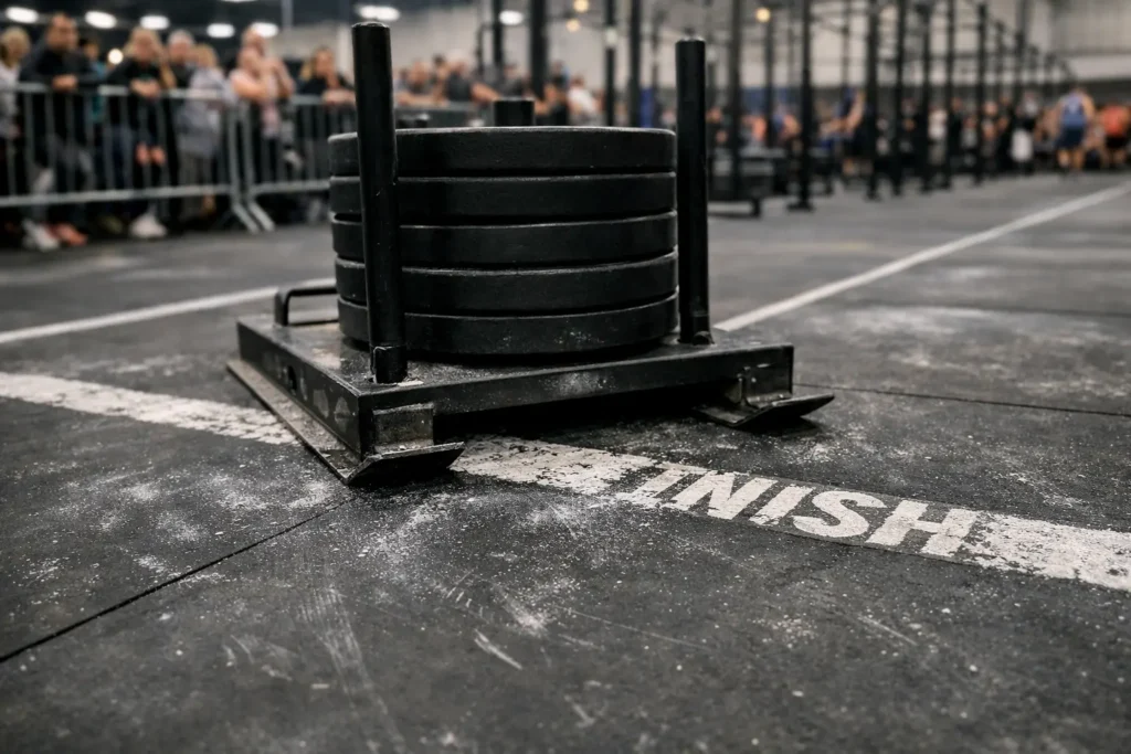 hyrox sled push lane finish line standard