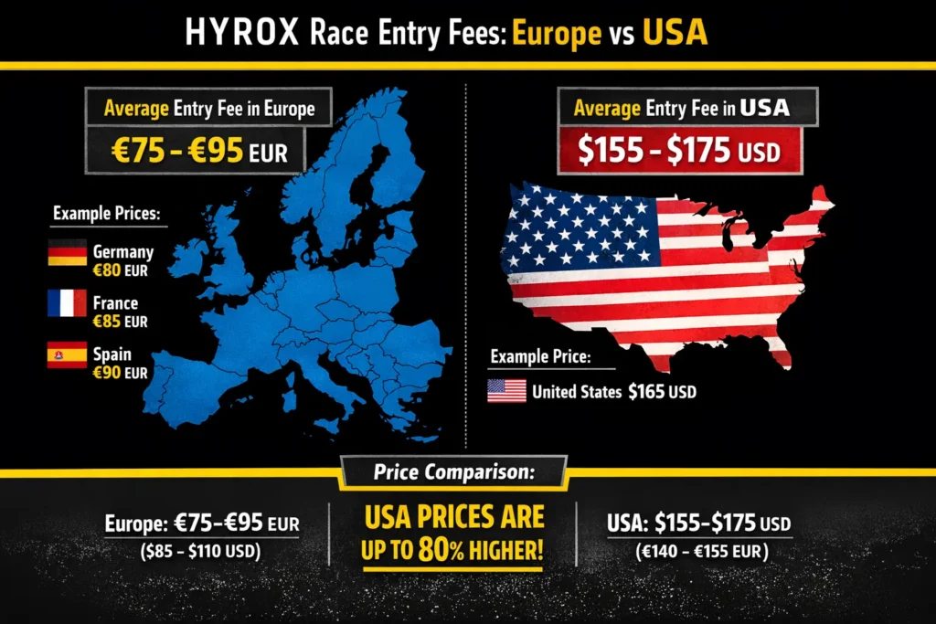 hyrox prices by country comparison showing differences between european and us race costs