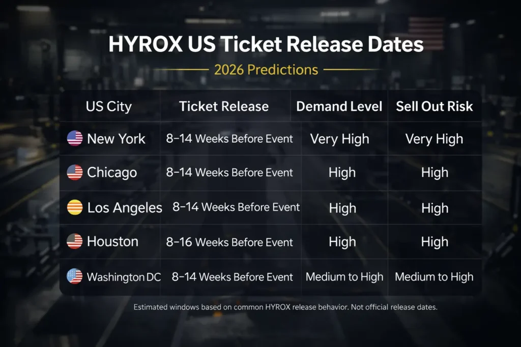 HYROX US ticket release dates by city 2026 predictions timeline