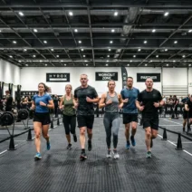 What is HYROX — athletes competing inside an indoor fitness race exhibition hall