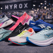 Best shoes for HYROX 2026 — PUMA, Nike, Saucony, Reebok and HOKA lined up at a HYROX event