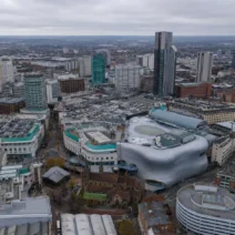 Birmingham city centre skyline with Bullring — host city of HYROX Birmingham 2026 at the NEC