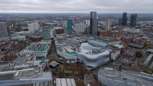 Birmingham city centre skyline with Bullring — host city of HYROX Birmingham 2026 at the NEC