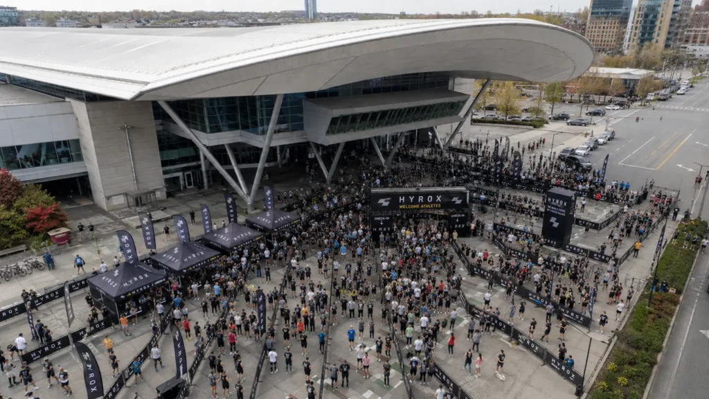 Aerial view of HYROX Boston 2026 venue at the Boston Convention and Exhibition Center Seaport District