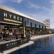 HYROX Tampa 2026 at the Tampa Convention Center waterfront — athlete check-in area and race venue exterior