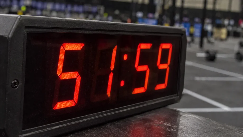 HYROX world record finish time 51:59 displayed on race timer