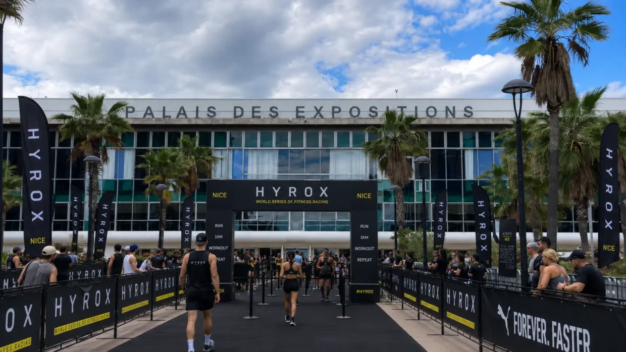 HYROX Nice 2026 entrance at the Palais des Expositions on the French Riviera