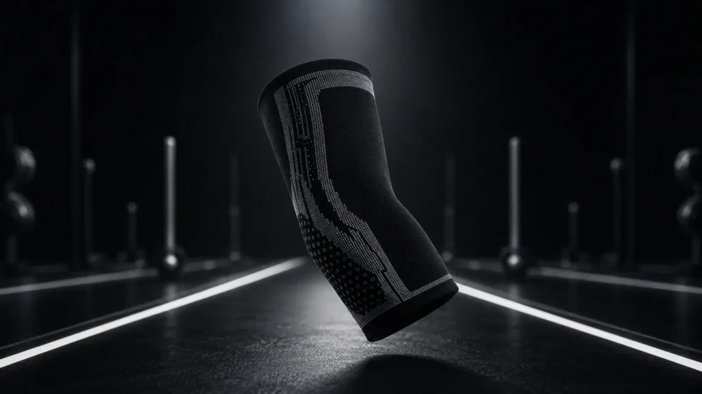 elbow sleeves for HYROX floating product shot on dark background