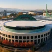 Aerial view of the Oregon Convention Center in Portland, host venue for HYROX Portland 2027