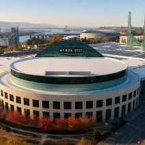 Aerial view of the Oregon Convention Center in Portland, host venue for HYROX Portland 2027