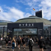Athletes entering the HYROX Frankfurt 2026 venue at the Festhalle, Messe Frankfurt