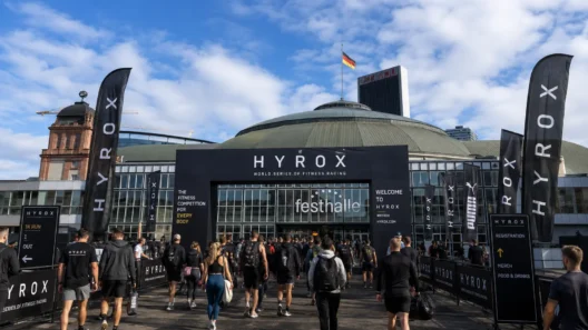 Athletes entering the HYROX Frankfurt 2026 venue at the Festhalle, Messe Frankfurt