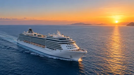 HYROX Elite 15 Cruise ship sailing across the Mediterranean at sunrise
