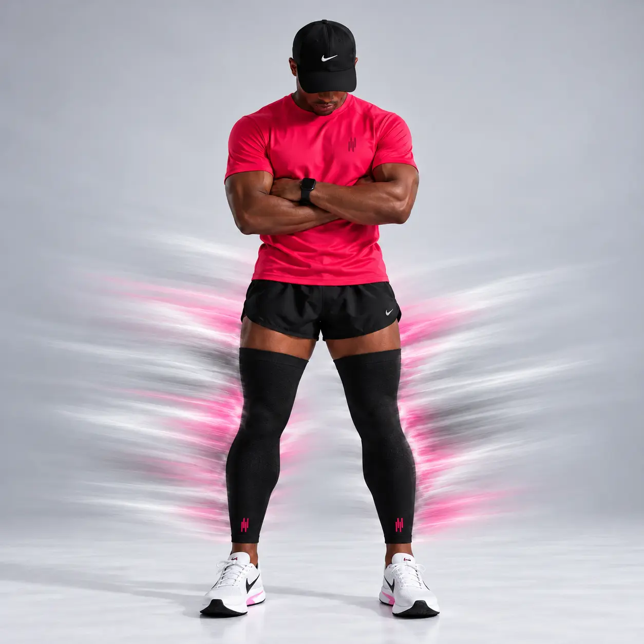 close-up of MAXHOV compression knee sleeve fit and knit